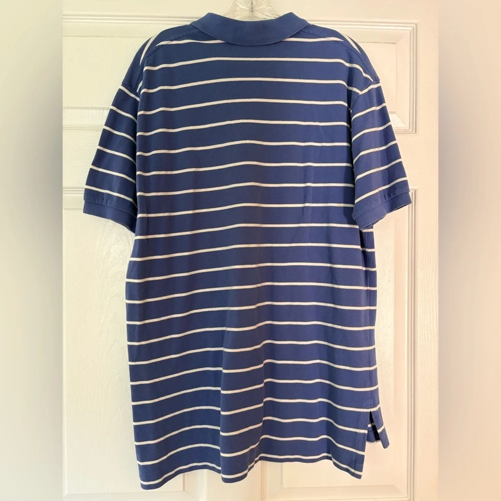 Ralph Lauren Blue and White Striped Polo Shirt large